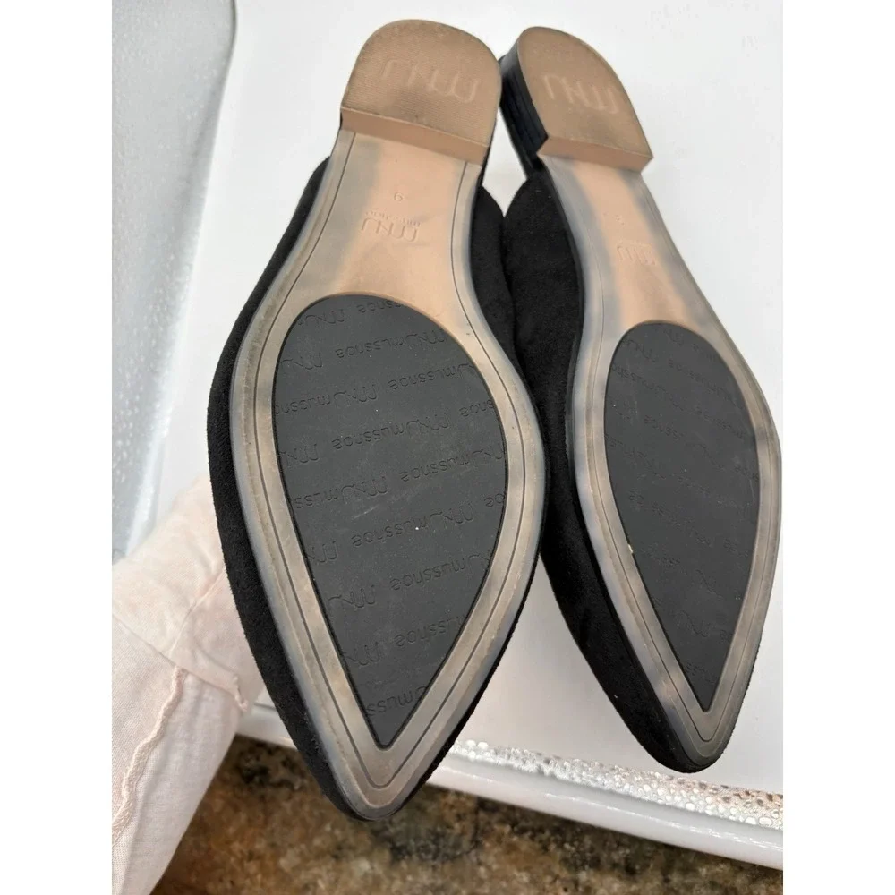 Musshoe Black Casual Pointed Toe Suede Mule Flats, Ella Quinn, Size‎ 9